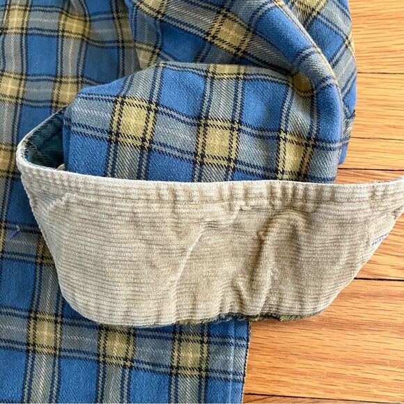 Mine Blue Yellow Plaid Button Down Classic Fit Corduroy Collar Shirt Large - Picture 4 of 6